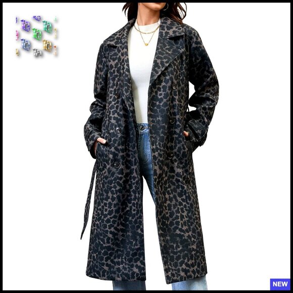 Jackets & Blazers - Double-Breasted Belted Overcoat Elegant Classic Wool-Like Pea Coat Fall Winter